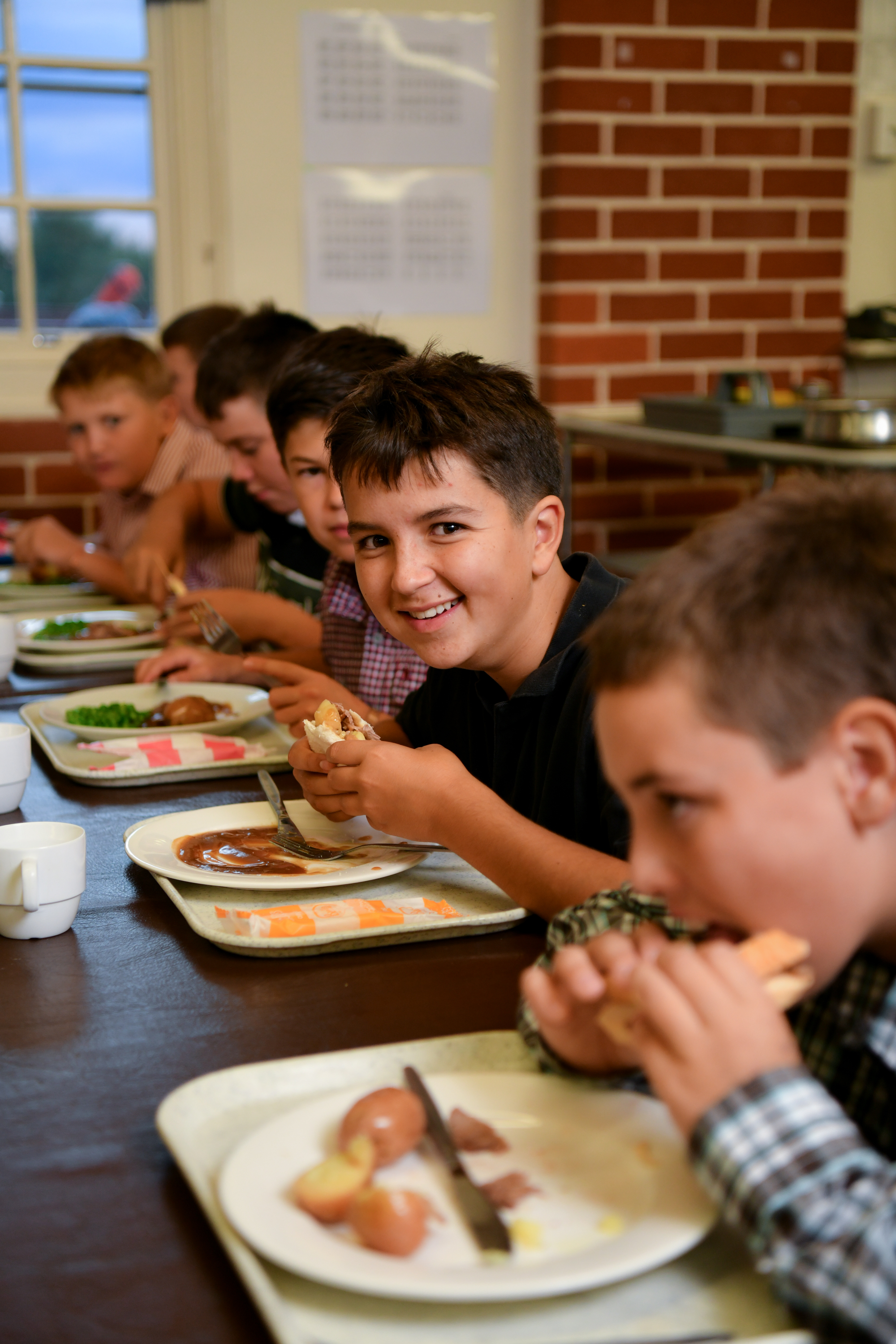 Students dining in refectory
