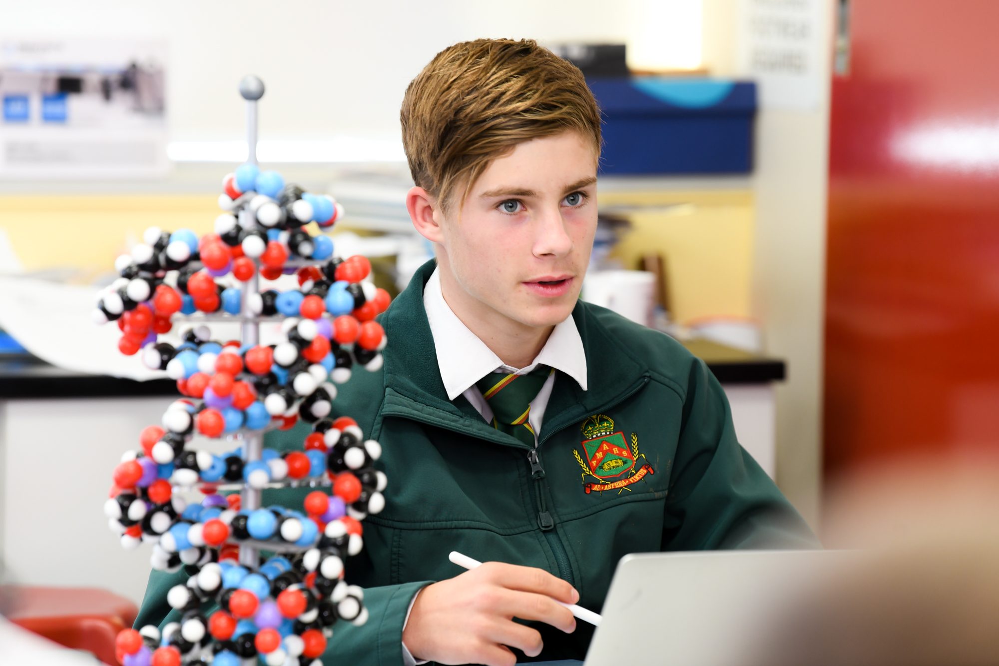 Student in science lab