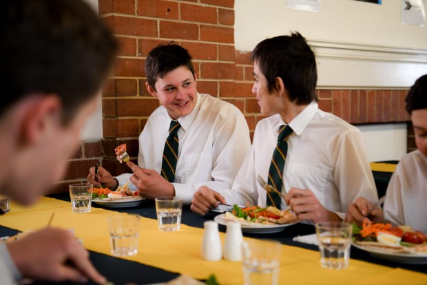 Students dining in refectory